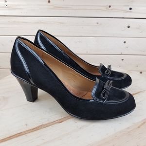 SOFFT 8M Black Leather High Heels Pumps Shoes Classic Business Career Slip-on